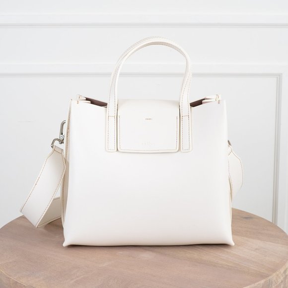 😍The Stella Genuine Leather Satchel Bag - Chalk - Picture 3 of 11